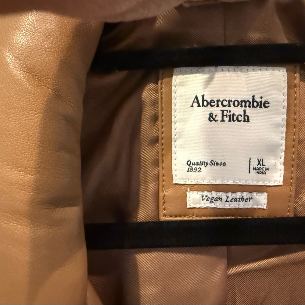 Abercrombie & Fitch Camel Vegan Leather Jacket